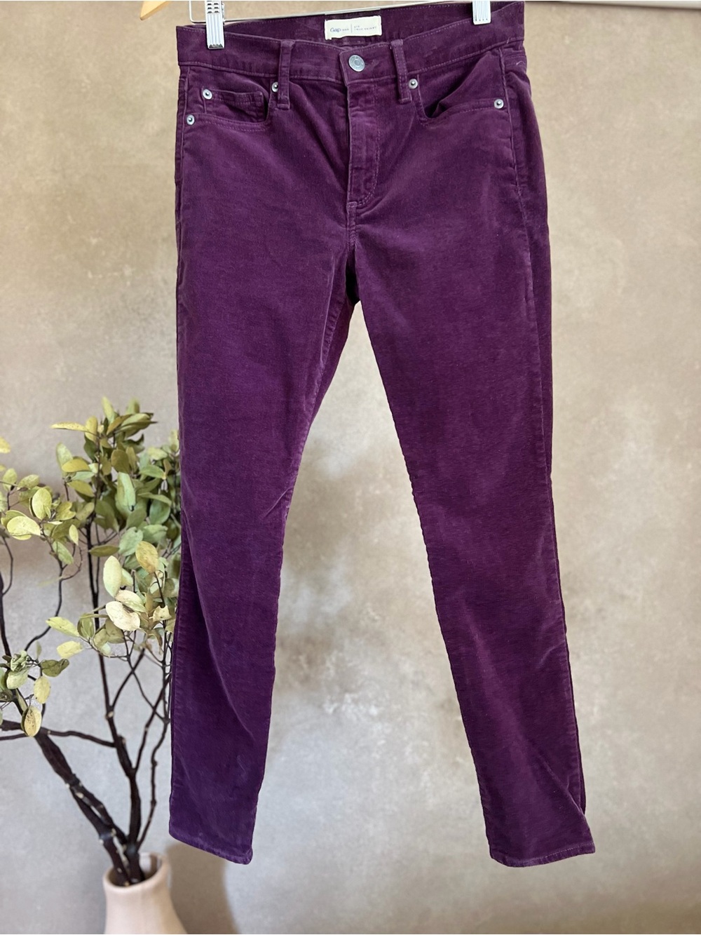 GAP True Skinny Corduroy Pants in Plum